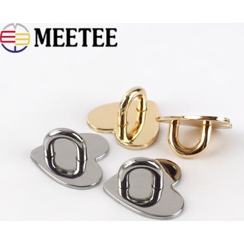 50/100pcs Meetee 25mm Metal Heart D Ring Side Clip Buckle Bag Hardware Hook Accessories DIY Garment Handbag Hanging Pendant