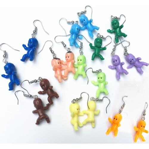 Cute Baby Doll Dangle Drop Earrings for Women Resin Handmade Vintage Mini Kawaii Kids Toys Hooks Earring 2021 Girls Fine Jewelry