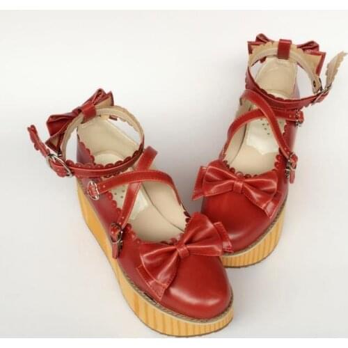 Princess sweet lolita shoes Summer small code shoes wood grain bottom lace shoes round head sandals fashion women an7524