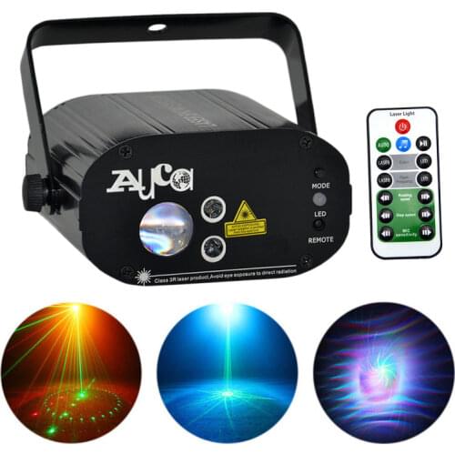 Mini Remote AC 110-240V 9W RGB LED Lamp Mix 9 Red Green Laser Gobos Projector Lights DJ Disco Home Party Stage Lighting W-09RG