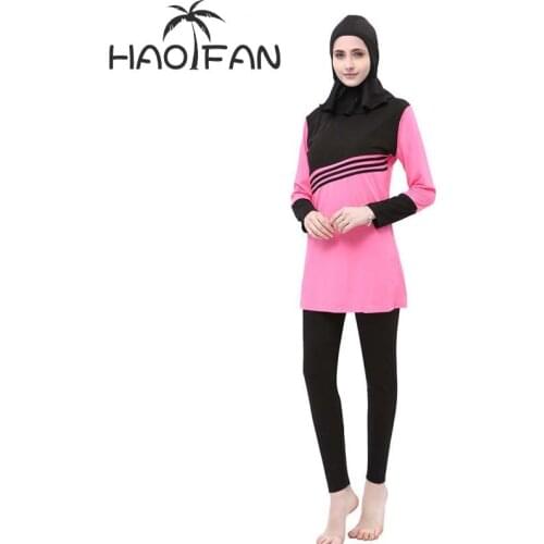 HAOFAN Muslim Swimwear Women Spa Islamic Swimsuit Full Face Hijab Swimming Beachwear Swimsuit Sport Clothing Burkinis L-5XL