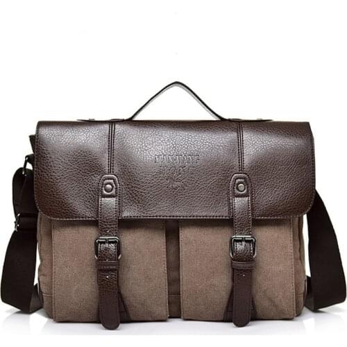 2021New Canvas Leather Mens Briefse Casual Vintage Mens Crossbody Bag Bussiness Shoulder Messenger Bag For Women Man XA504F