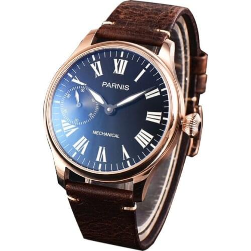 Parnis Mens Business Seperate Second Dial Classic Dress Mechanical Hand Wind Wrist Watches