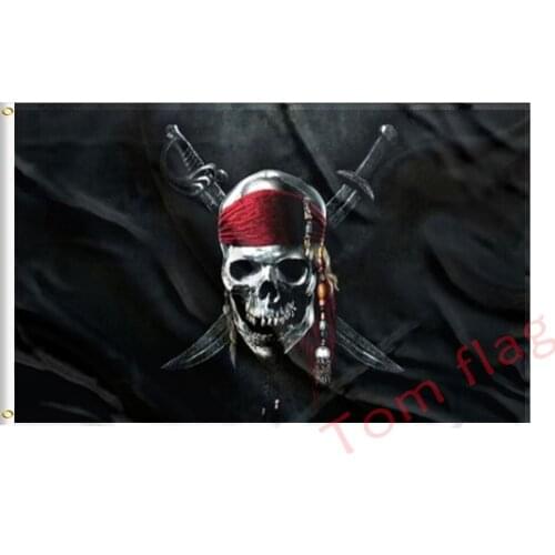 Custom 90x150cm Pirate Red Bandana, Roger Flag, 3x5ft Polyester Flag, Grommet Flag and Indoor Banner