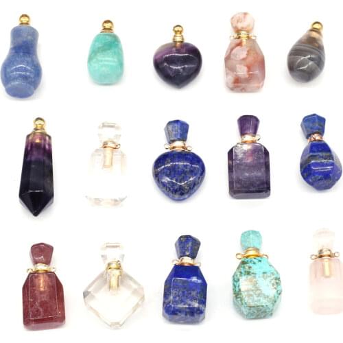 Best Selling Natural Semi-precious Stone Perfume Bottle-shaped Pendant Beads for Making DIY Necklace Womens Jewelry Gifts