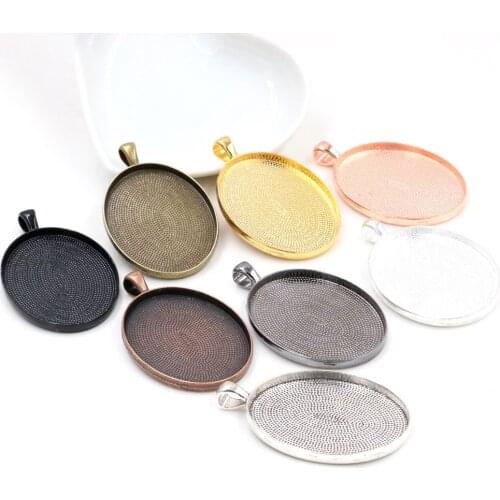 New Fashion 5pcs 30x40mm Inner Size 8 Colors Plated Simple Style Cabochon Base Setting Charms Pendant