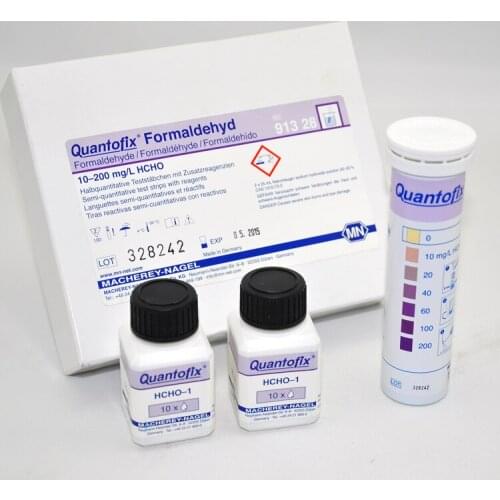 Determination of formaldehyde content in textile fabrics by German MN formaldehyde test paper 0-200mg/l formaldehyde test strip