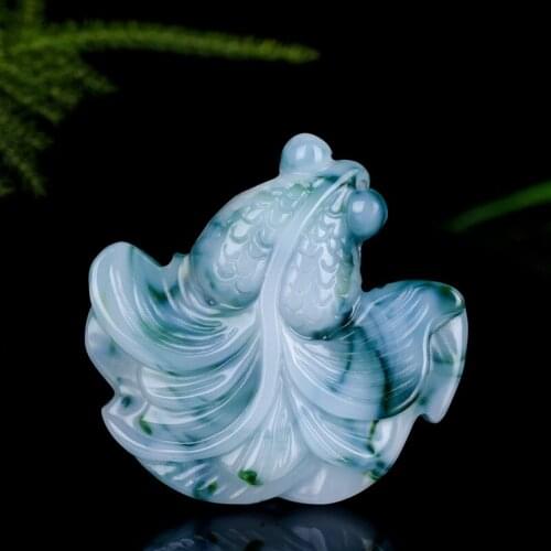 Natural Colour Jade Goldfish Pendant Necklace Chinese Hand-Carved Fashion Charm Jewelry Accessories Amulet for Men Women Gifts