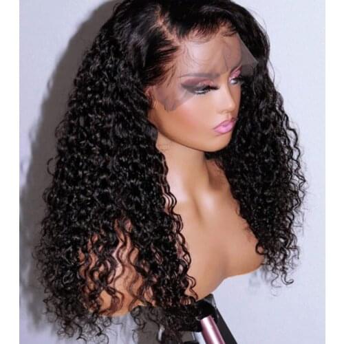 Synthetic Lace Front Wig Natural Hairline Afro Kinky Curly Heat Resistant Fiber Right Part Wig For Black Women With Baby Hair