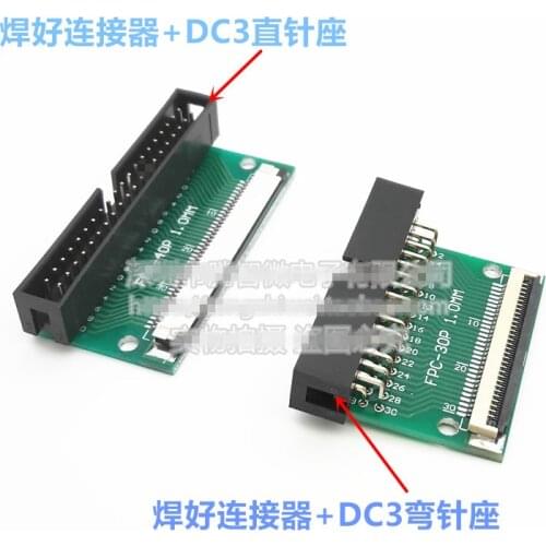 1PCS DIY FPC/FFC Adapter Board 1.0mm Connector Straight Needle And DC3 Curved Pin 4P 14P 18P 26P 30P