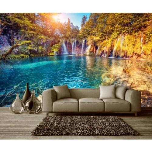 Custom Photo Wallpaper 3D Stereo Human fairyland paradise waterfall three-dimensional background Living Room Wallpaper Painting