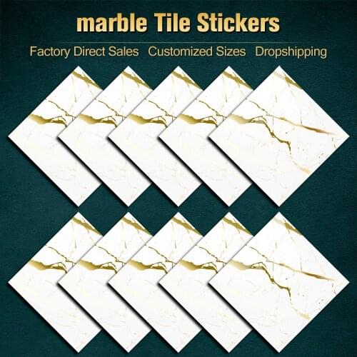 10/15/20/30cm Marble Texture Crystal Hard Film Tile Sticker Home Decoration Wall Stickers Peel & Stick Removable PVC Wallpaper