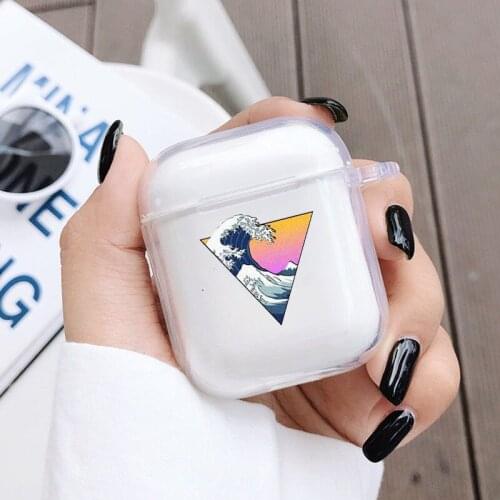 The Great Sea Wave Pattern Clear Soft TPU Case Cover for Airpods 1 2 Case Bluetooth Wireless Earphone Case Charging Box Cases