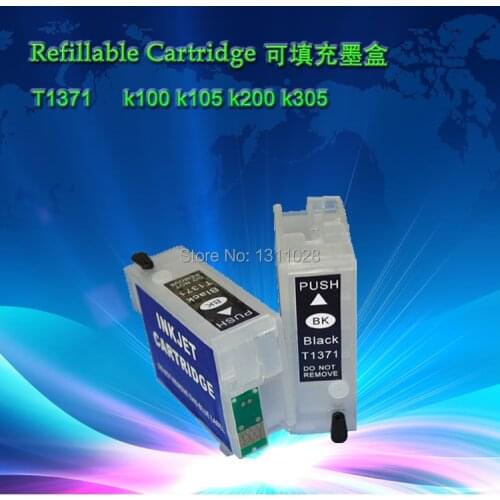 INK WAY T1371 T1371 Empty Refillable ink cartridge for K100 K105 K200 K305 with latest chip,1 Set, 2 PCS