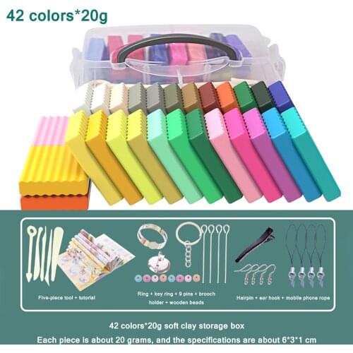 Polymer Clay Starter Kit 12/42 Colors Oven Bake Clays Baking Modeling DIY Soft Craft Clay Accessories And Storage Box Gift