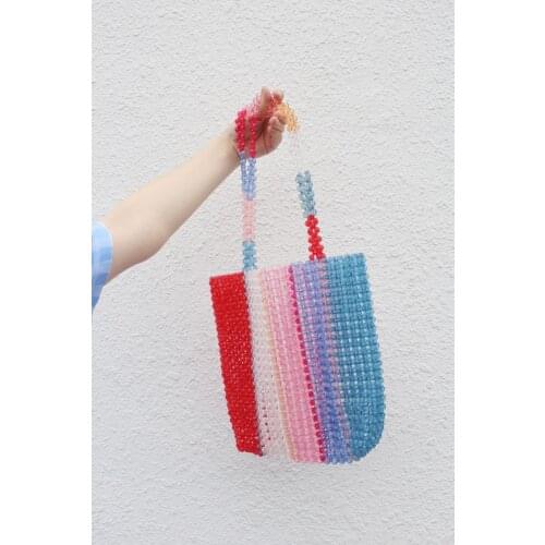 23x26CM Retro Style Crystal Handbag Handmade Colorful Acrylic Shoulder Bag Rainbow Bag a5950