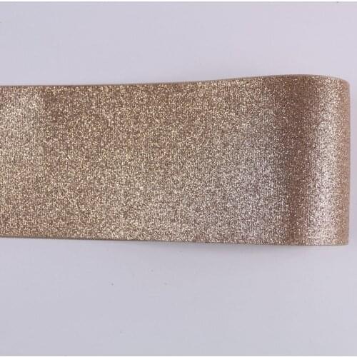 T.R RIBBON 3'' 75mm solid glitter grosgrain polyester ribbon, DIY handmade materials #836 light copper 10yards