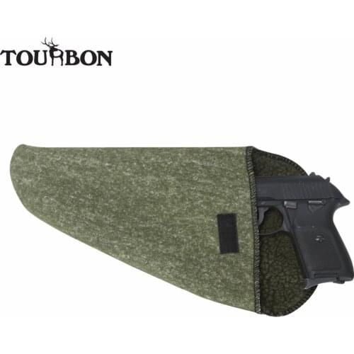 Tourbon Shooting Tactical Silicone Treated Gun Storage Case Pistol Firearm Socks Pouch Holster Gun Protector Green Fabric 26CM