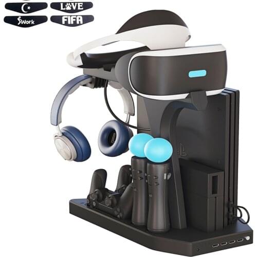 PS4 PSVR PS4 Slim Pro Charging Display Vertical Stand Showcase Charger for PS4 VR Playstation 4 Vertical Stand, Cooling Fan