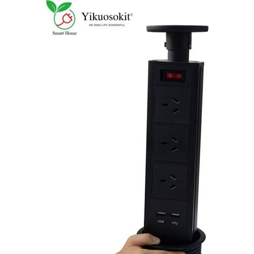 Hidden Kitchen Worktops Pulling Up Socket With 3 Au Plug Outlets Dual USB On Off Switch For Home Appliance