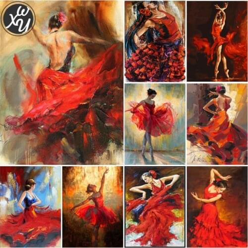 WEIWEI Diamond Painting Red Dress Girl Diamond Mosaic Full Square/round Cross Stitch Home Decoration Handicraft Gifts Home Decor