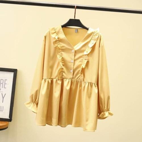 Ruffles Slim waist chiffon women loose blouse 2020 new plus size casual ladies spring summer pullover shirts female top oversize