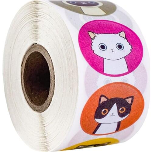 1inch 50-500pcs Lovely Cat Stickers for School Reward Stickers Children toy Decoration encouragement sticker for student teacher