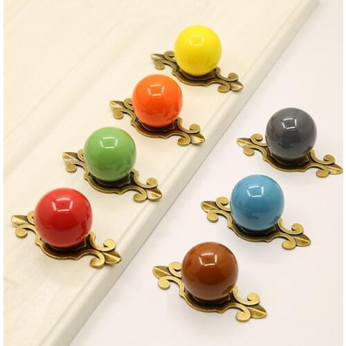 1PC American Simple Childrens room Colorful Ceramics Kitchen Cabinet Door Knobs Drawer Pulls Furniture Handle Hardware