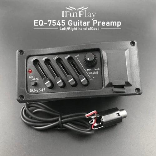 10Set 4 Band Acoustic Guitar Preamp Amplifier EQ-7545 Piezo Pickup 6.5MM Output for Acoustic Guitar Acceseories