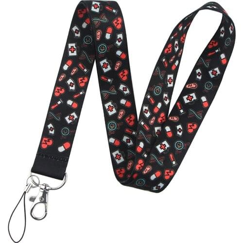 10Pcs Cartoon Doctor Nurse Neck Strap Funny Lanyard For Keys ID Badge Holder DIY Hang Rope Webbing Ribbon Mobile Accessories