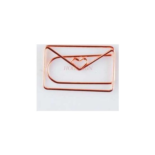 12pcs Envelope Heart Shaped Paper Clip Bookmark Cute Paper Clip Metal Invisible Pin Shaped Rose Gold