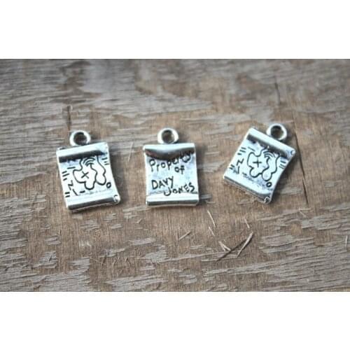 15pcs--"Davy Jones" Treasure Map Charms silver tone Treasure Map charms pendants 11mm x 19mm