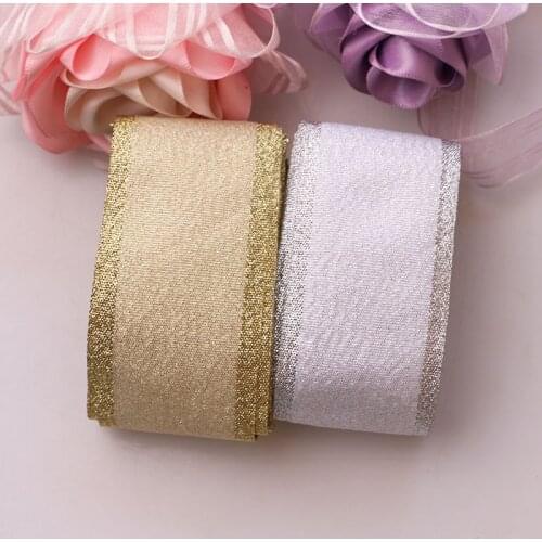 4CM Handmade Gold and Silver Ribbon10 Yard Metallic Luster Wedding Christmas Decoration DIY Webbing Card Gift Wrapping