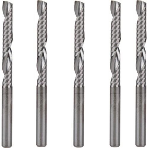 5pcs 4x32mm Single Flute Bit Carbide End Mill Set, CNC Router End Mills for Wood Cutter Milling