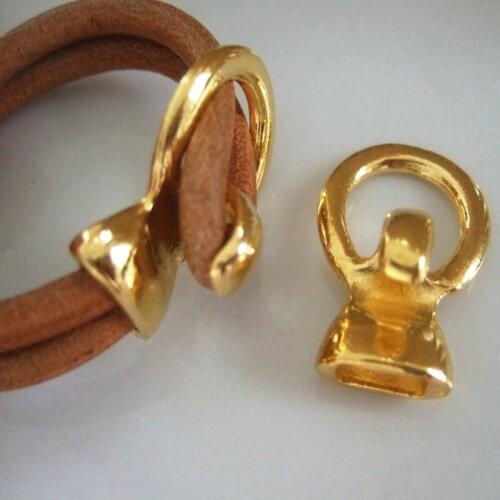 5pcs Gold Color Open Hook All in One Hook Clasp for 5mm Leather Bracelet Findings