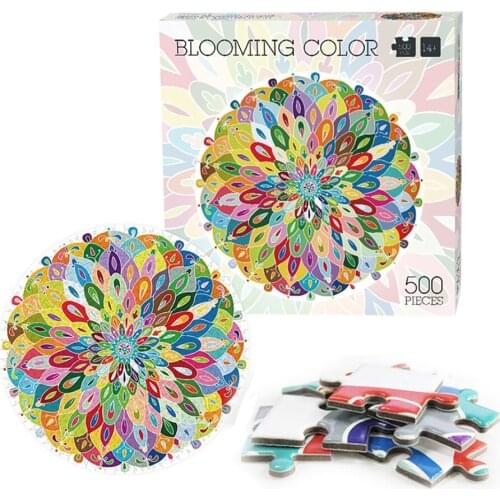 500 Pcs/Set Round Gradient Jigsaw Puzzle Toy Horoscope Rainbow Jigsaw Puzzle Adult Children Educational Decompression Puzzlegift