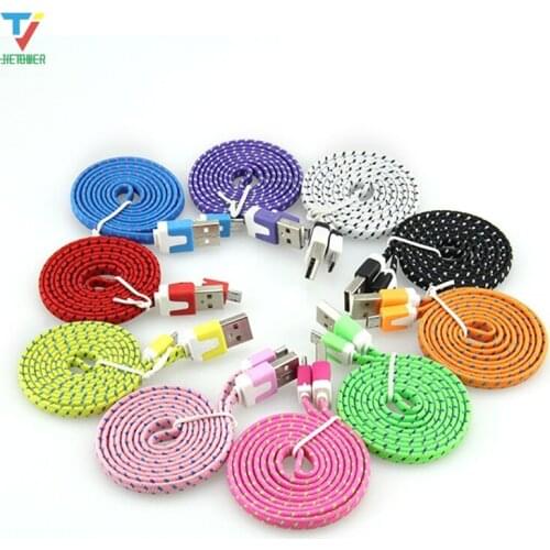 500pcs/lot High-quality USB Data Sync flat braided Charger Cable Cord Wire 5pin 8pin Type C For iPhone Android phone 1M/2M/3M