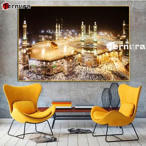 5d diamond painting embroidery Mecca Islamic Sacred Landscape cross stitch kits Religious Architecture Muslim Mosque rhinestone