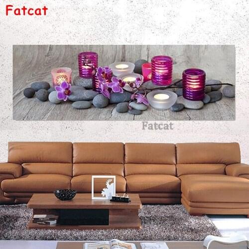 Diamond painting Stone orchid candle Full Square Round Drill Wall Decor Inlaid Resin Embroidery Craft Cross stitch decor PP837