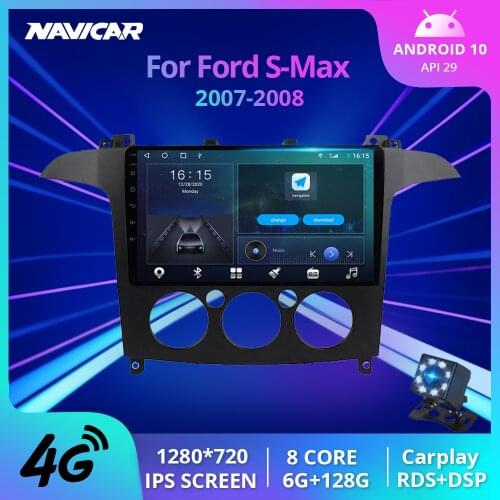NAVICAR 2Din Android10.0 Car Radio For Ford S-Max 2007-2008 Stereo Receiver GPS Navigation Auto Radio Car Multimedia Player IGO