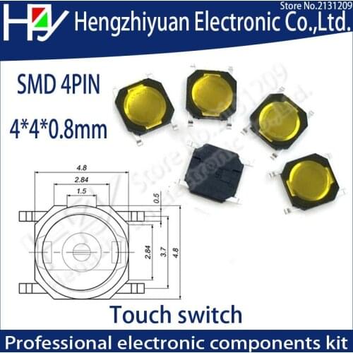 4*4*0.8mm Car Remote Control Key Switches Buttons Touch Tactile Push Button Switch Tact 4 Pin Switch Micro Switch SMD
