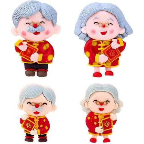 Grandma Grandpa Emperor queen Cake Topper for Birthday Party Decoration Chinese Fuzi Blessing Baking Supplies Dessert Love Gifts