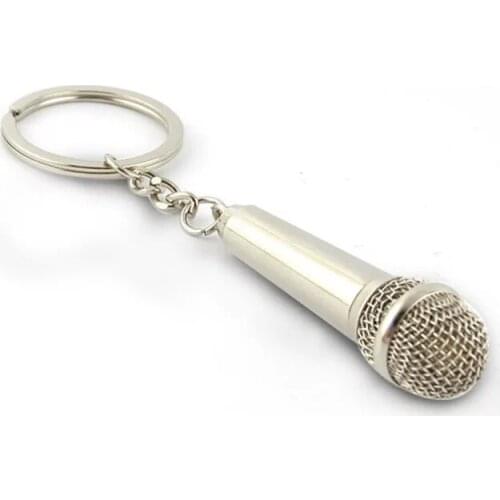 FREE SHIPPING BY DHL 100pcs/lot Novelty Metal Microphone Keychains New Design Microphone Keyrings Can Hide a Love Note Gifts
