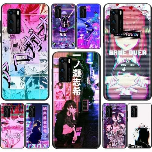 Sad Anime Aesthetic Senpai For Huawei P Smart Z S Pro Plus 2018 2019 2020 2021 Mate 10 20 30 40 RS PRO Plus lite Phone Case