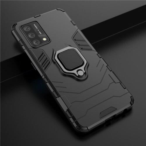 Shockproof Armor Case For OPPO A8 A31 A15 A52 A72 Stand Holder Magnetic Car Ring Back Cover For A54 A55 A74 A93 A94 Realme 8 Pro