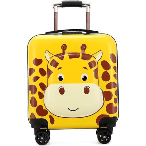 18" carry-on Suitcase with wheels kids Spinner luggage travel Rolling Luggage trolley bags childrens suitcases Rod Box Animal