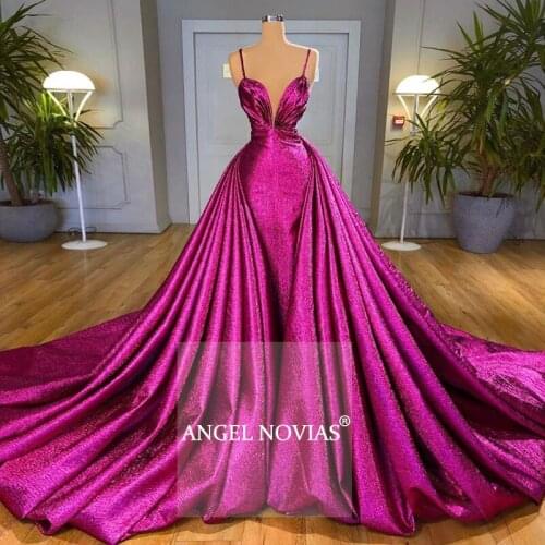 Long Fuchsia Red Arabic Evening Dress 2020 with Detachable Skirt kaftan Dubai Vestido Formatura Long Prom Party Dress