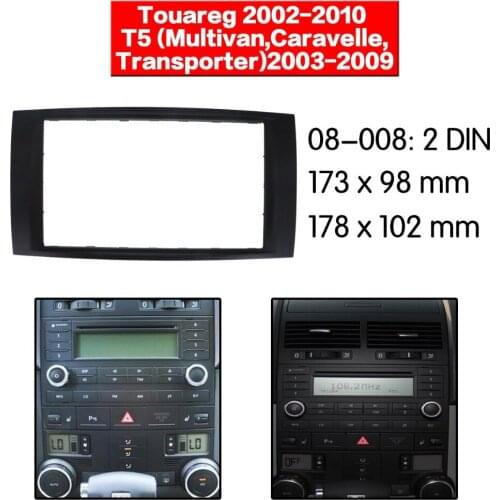 Doble Din Radio Fascia for Touareg Two Stereo Audio Panel Mount Installation Dash Kit Adjusting Frame Adapter 08-008