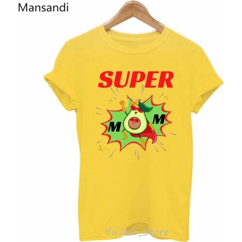 Super Mom Avocado Graphic Print Tshirts Women Clothes 2021 Funny Mom Life T Shirt Haut Femme Harajuku Shirt Streetwear