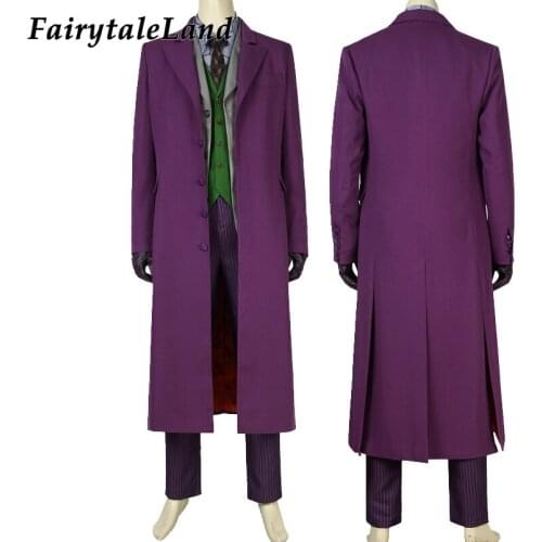 Halloween Carnival Joker Cosplay Costume Adult Men The Dark Knight Bat Outfit Stage Performance Clown Suit Custom Made